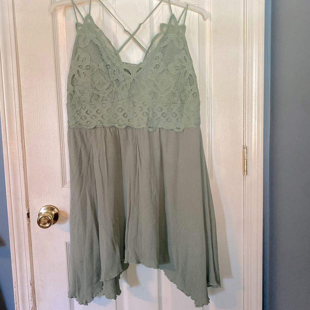 J for Justify Sage Green 2X Boho Strappy Lacy Dress